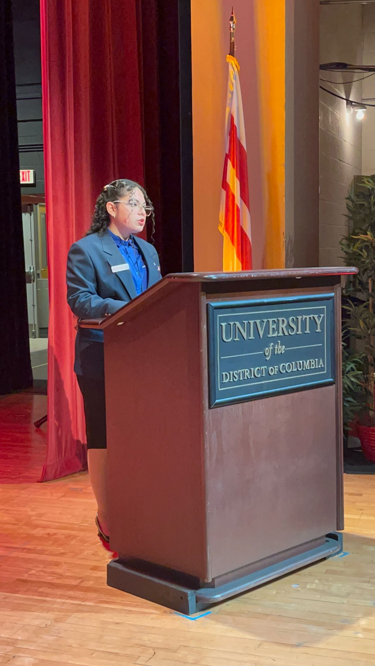 Marisela Chirino Hernandez delivering her address at the University of the District of Columbia